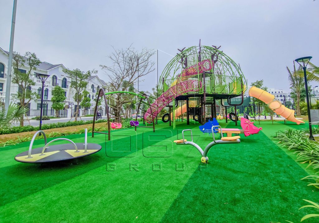 Completed playground and fitness area at a residential development